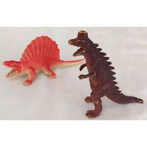 Vintage Dinosaur Action Figure Red Spinosaurus & Pachycephalosaurus Dino Toy Lot